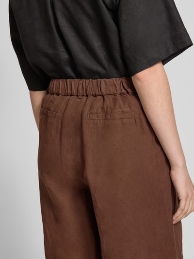 MAERZ Muenchen Bermuda van linnen met paspelzakken Middenbruin - 3