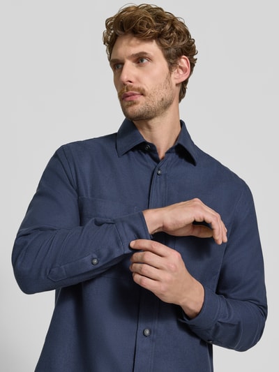 BOSS Relaxed Fit Freizeithemd aus Baumwoll-Lyocell-Mix Modell 'OWEN' Marine 3