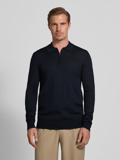 Christian Berg Men Strickpullover aus Merino-Mix mit Umlegekragen Marine 4