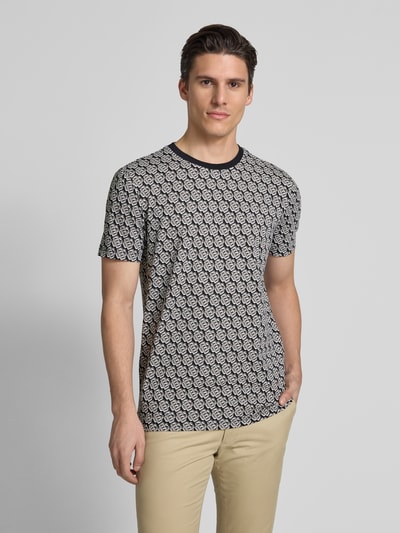 Christian Berg Men T-Shirt mit geripptem Rundhalsausschnitt Stein 4