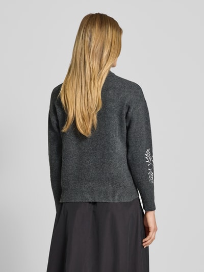 B.Young Sweter z dzianiny z prążkowanymi wykończeniami model ‘Magge’ Średnioszary melanż 5