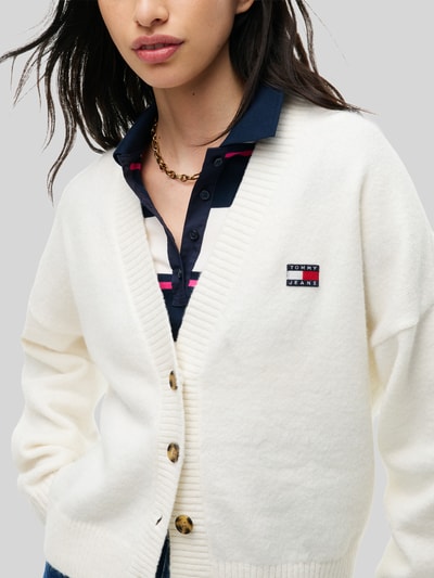 Tommy Jeans Kardigan rozpinany o kroju relaxed fit z dodatkiem wełny z alpaki i dodatek wełny Biały 3