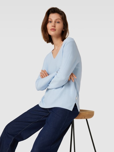 MAERZ Muenchen Gebreide pullover met afgeronde V-hals Bleu - 3