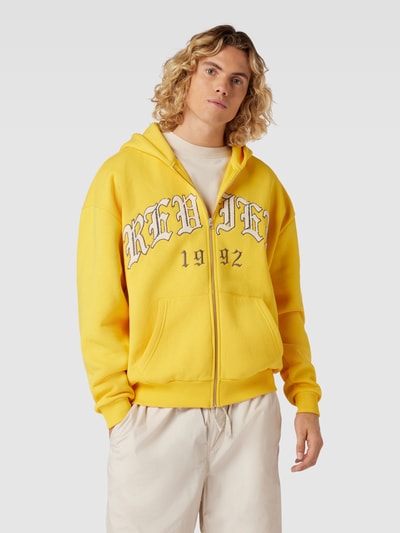 REVIEW Sweatjacke mit OLD ENGLISH Stitching GELB 4