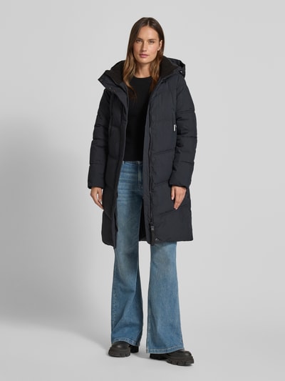 khujo Gewatteerde lange jas met capuchon, model 'Graya' Marineblauw - 1