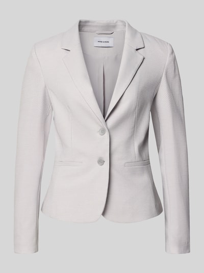 Produktfoto, Slim Fit Blazer mit Reverskragen von More & More, mieszanka materiałów z dodatkiem wiskozy, krój slim fit, zapięcie na guziki, kieszenie z wypustką, długość tyłu w rozmiarze 36: 57 cm, szerokość w rozmiarze 36: 46 cm, długość rękawa w rozmiarze 36: 64 cm, jasnoszary, delikatna faktura