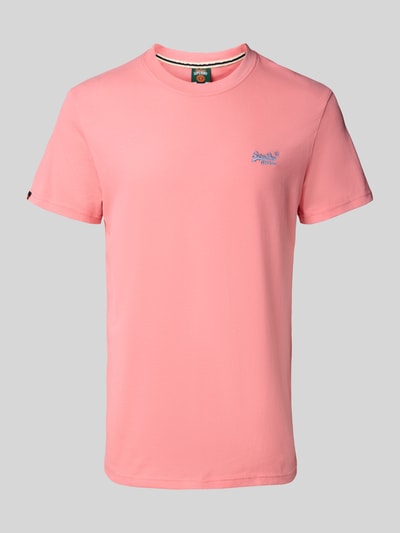 Superdry T-shirt met labelstitching Felroze - 2