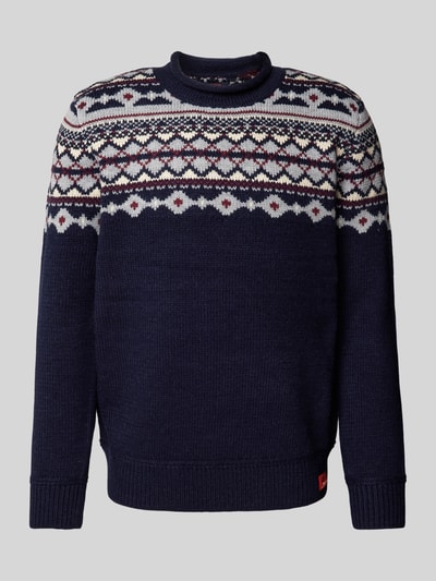 Superdry Strickpullover mit Label-Patch Dunkelblau 1