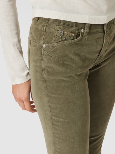 MAC Slim Fit Hose aus Cord mit Reißverschlusstasche Khaki 3