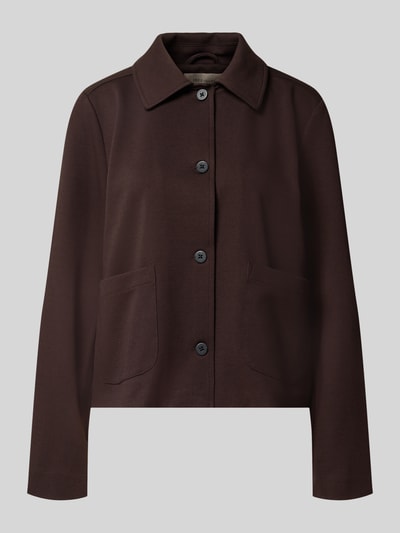 Produktfoto, Regular Fit Jacke mit Viskose-Anteil Modell 'Nanni' von FREE/QUENT in Dunkelbraun, Umlegekragen, aufgesetzte Taschen, glatte Textur.