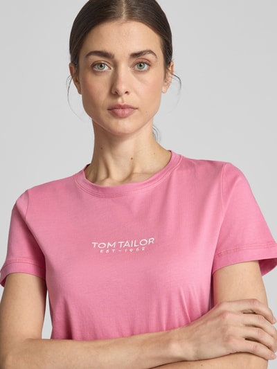 Tom Tailor T-shirt o kroju regular fit z czystej bawełny Mocnoróżowy 3