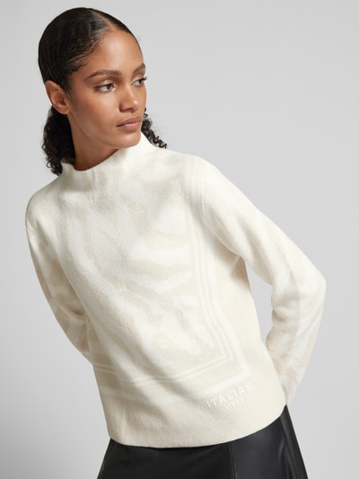 monari Gebreide pullover met labelprint Offwhite - 3