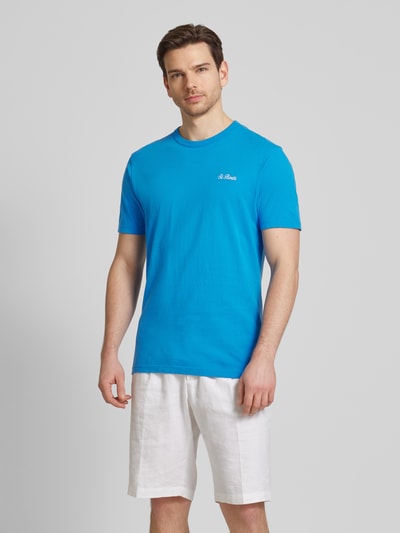 MC2 Saint Barth T-shirt met labelstitching, model 'DOVER' Blauw - 4