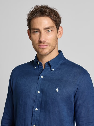 Polo Ralph Lauren Regular fit linnen overhemd met button-downkraag Donkerblauw gemêleerd - 3