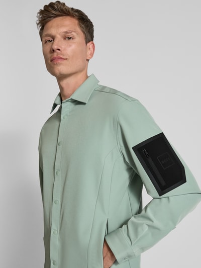 BOSS Green Regular fit overshirt met drukknoopsluiting Mintgroen - 3