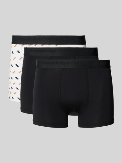 Knowledge Cotton Apparel Boxershort met band met label in een set van 3 stuks Zwart - 1