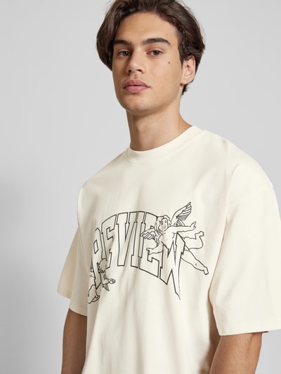 REVIEW T-Shirt mit Label-Print Ecru 3
