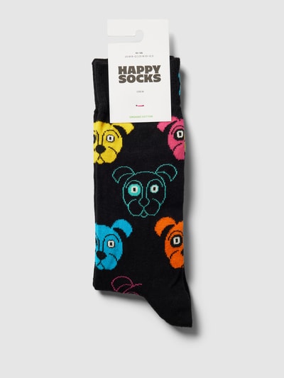 Happy Socks Socken mit Allover-Muster Modell 'Dog' Black 3