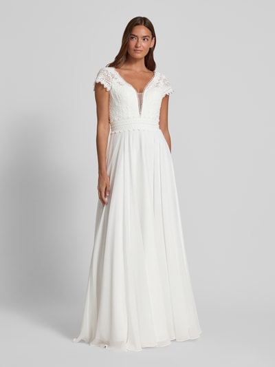 Luxuar Brautkleid mit V-Ausschnitt Offwhite 1