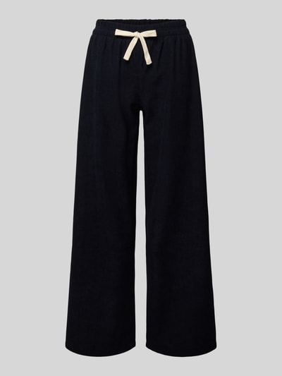 Review Spodnie materiałowe o kroju wide fit z elastycznym pasem Granatowy 2