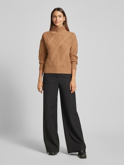 Max Mara Studio Gebreide pullover met ribboorden, model 'PANINO' Camel - 1