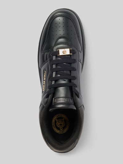 Produktfoto, Sneaker mit Schnürverschluss Modell 'VIPER' von PLEIN SPORT in Schwarz mit abgerundeter Spitze, Label-Detail, strukturierte Sohle, Herren Schuh, Absatzhöhe 3 cm, Schafthöhe 9 cm, Schaftweite 8 cm bei Größe 44.