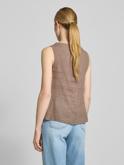 ZABAIONE Regular Fit Leinenblusentop mit V-Ausschnitt Modell 'Lu44cia' Taupe 5