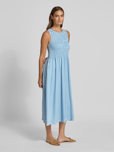 Smith and Soul midi-jurk met smokdetails en ronde hals Jeansblauw - 1