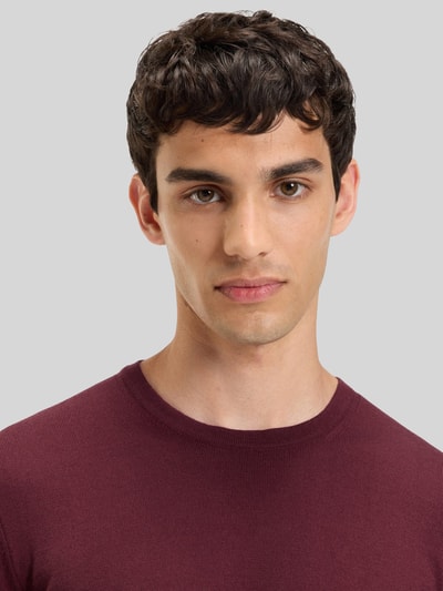 HUGO Regular fit gebreide pullover van merinowol, model 'SAN CEDRIC' Bordeaux - 3