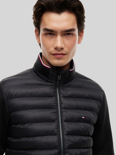 Tommy Hilfiger regular fit gebreid jack met doorgestikte inzet van katoenmix Zwart - 3