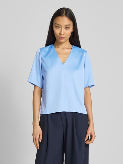 Selected Femme Regular fit blouseshirt met V-hals, model 'LENA' Rookblauw - 4