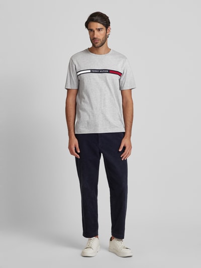 Tommy Hilfiger Regular fit T-shirt met labelstitching Lichtgrijs - 1