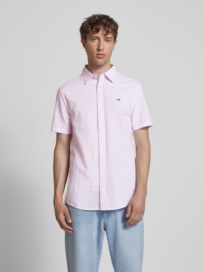Tommy Jeans Regular fit vrijetijdsoverhemd van een mix van katoen en linnen
 Lichtroze - 4