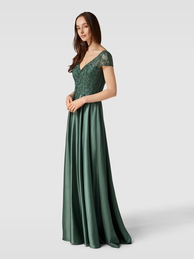 Luxuar Abendkleid mit Ziersteinbesatz Dunkelgruen 1