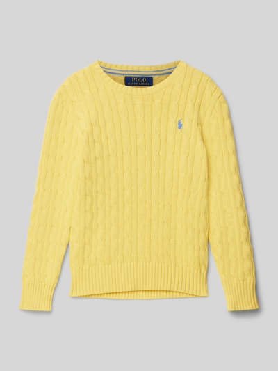 Polo Ralph Lauren Teens Strickpullover mit Zopfmuster Gelb 1