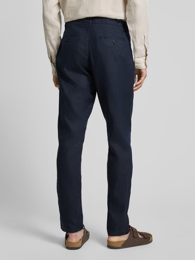 Gant Relaxed fit linnen broek met tunnelkoord Marineblauw - 5