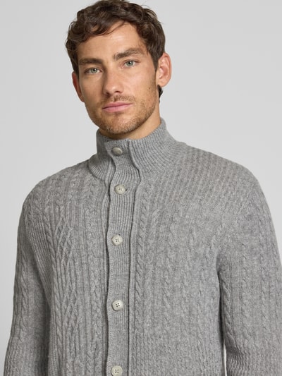 Brax Regular fit gebreid jack met viscose, model 'Jeff' Donkergrijs - 3