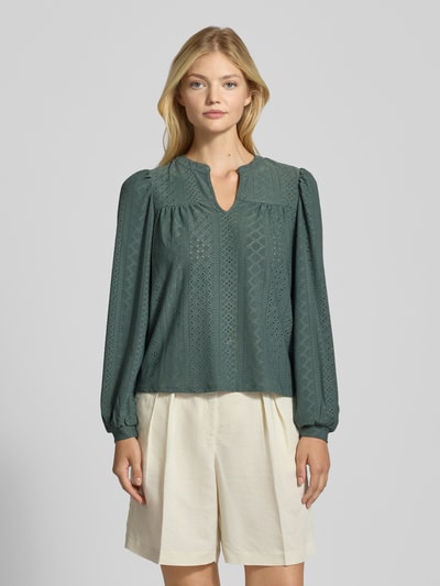 Only Relaxed Fit Blusenshirt mit Lochmuster Modell 'SANDRA' Schilf 4