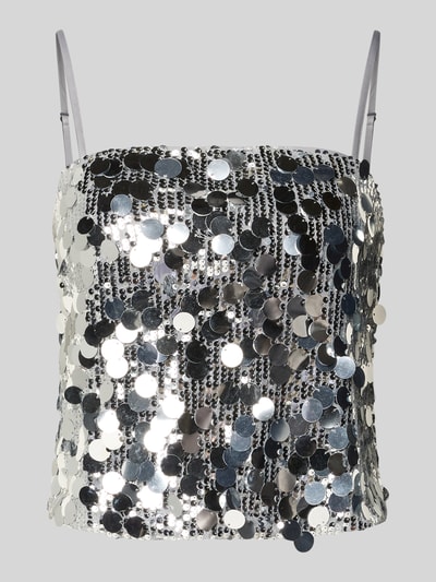 Vila Crop Top mit Pailletten Modell 'CHAYA' Silber 2