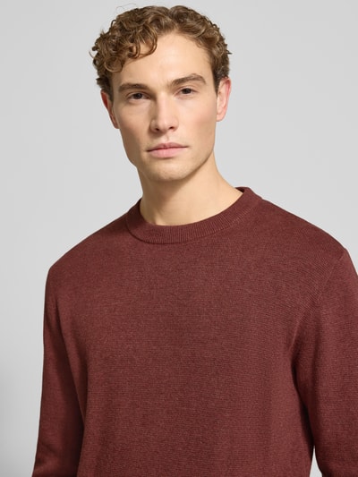 Jack & Jones Premium Gebreide pullover met ribboorden, model 'BLAMILANO' Roestrood - 3