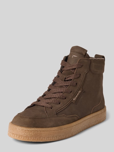 Produktfoto, Sneaker aus echtem Rindsleder von Tamaris in Dunkelbraun mit glatter Oberfläche und grober Sohle, Damen Sneaker von Tamaris