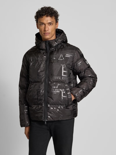 EA7 Emporio Armani Regular fit gewatteerd jack met all-over logoprint, model 'MOUNTAIN' Zwart - 4