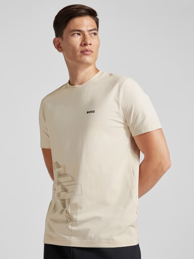 BOSS Green T-shirt met labelprint Beige - 3