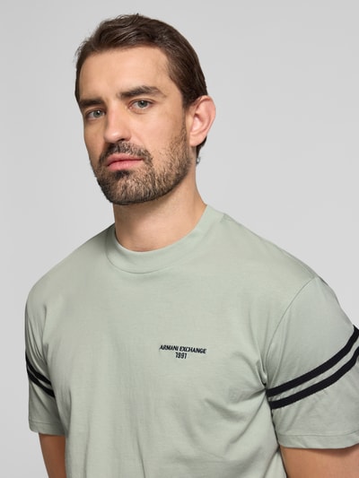 ARMANI EXCHANGE T-shirt met labelstitching en ronde hals Mintgroen - 3