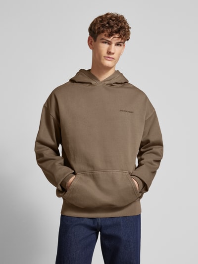 Pegador Oversized Hoodie mit Label-Stitching Dunkelbraun 4