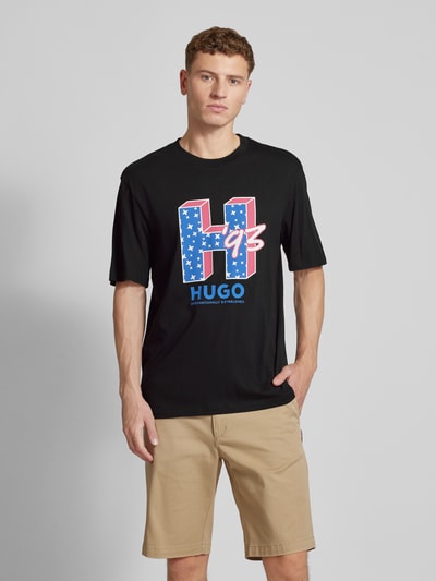 Hugo Blue T-Shirt mit Label-Print Modell 'Nentryle' Black 4