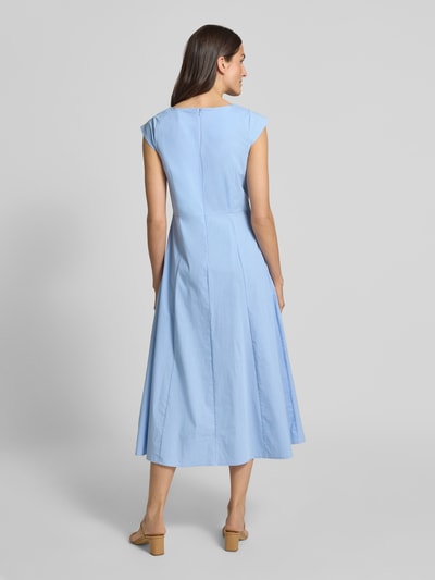 More & More Midi-jurk met kapmouwen en ronde hals Hemelsblauw - 5