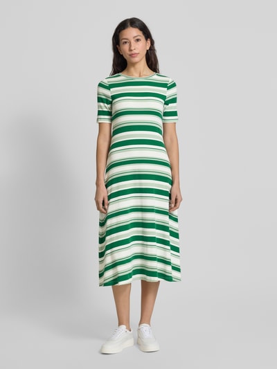 Tom Tailor Denim Körpernahes Midikleid mit Streifenmuster Gruen 4