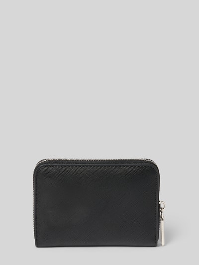 Produktfoto, Portemonnaie mit Label-Prägung Modell 'PANDIA' von VALENTINO BAGS in Schwarz mit feiner Textur, Hauptfach mit Reißverschluss, diverse Einsteckfächer und Reißverschlussfach innen