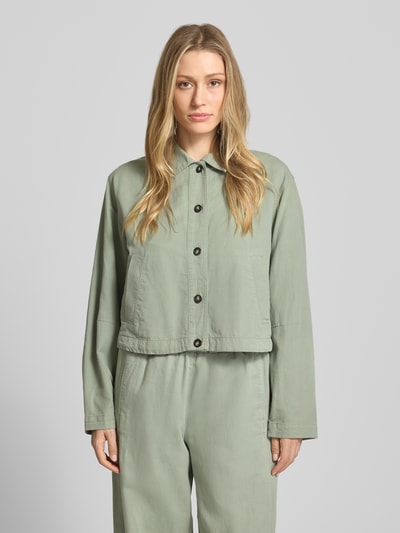 Marc O'Polo Regular Fit Hemdjacke aus Baumwoll-Mix mit Leinen-Anteil Hellgruen 4
